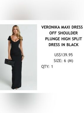 Veronika Maxi Off-Shoulder Plunge High-Slit Dress in Black ShowPo